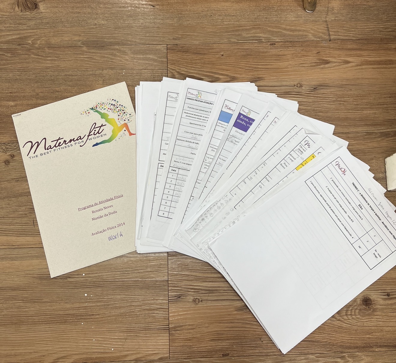 Material histórico dos primeiros treinos Materna Fit